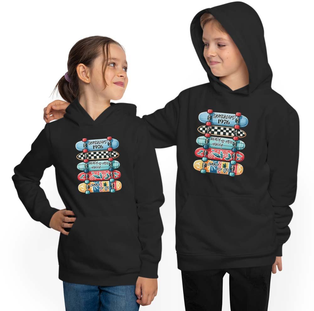 Skater Hoodie Kids Hooded Sweater - 5 Skateboards in Summer Colors i535
